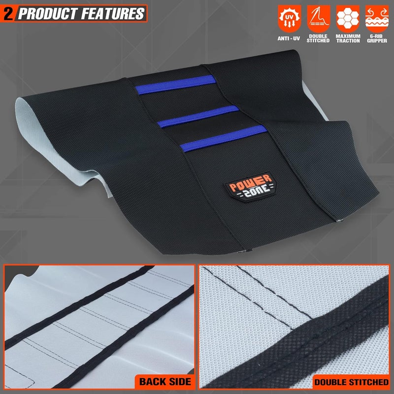 fewfuss Universial Dirt Bike Seat Cover - Soft Ribbed Rubber Seat Covers for Motorcross Enduro Blue - Image 3